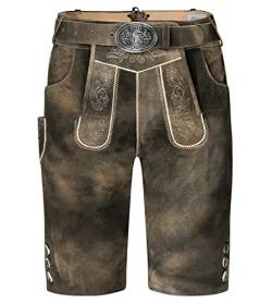 Schöneberger Trachten Herren Lederhose kurz mit Trachtengürtel - Antik Trachtenlederhose - Vintage Trachtenhose Liam (52) von Schöneberger Trachten Couture