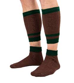 Trachtensocken Loferl Socken – Lederhosen Socken – Stricksocken & Trachtenstrümpfe 2-teilig Füßlinge & Wadenwärmer (Braun/Grün 43-46) von Schöneberger Trachten Couture