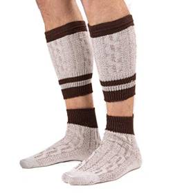 Trachtensocken Loferl Socken – Lederhosen Socken – Stricksocken & Trachtenstrümpfe 2-teilig Füßlinge & Wadenwärmer (Natur/Braun 39-42) von Schöneberger Trachten Couture