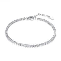 Schöner-SD Feines 925 Silber Tennis Armband rundherum mit Zirkonia 17+3cm_2,3mm_Silber von Schöner-SD