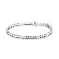 Schöner-SD Feines 925 Silber Tennis Armband rundherum mit Zirkonia 17+3cm_2,8mm_Silber von Schöner-SD