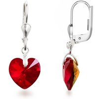 Schöner-SD Paar Ohrhänger Ohrringe hängend mit Herz Kristall 10mm für Damen und Mädchen, 925 Silber von Schöner-SD