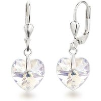 Schöner-SD Paar Ohrhänger Ohrringe hängend mit Herz Kristall 10mm für Damen und Mädchen, 925 Silber von Schöner-SD