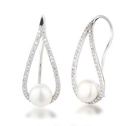 Schöner-SD Damen Ohrhaken Perlen Ohrringe Zirkonia 925 Silber rhodiniert von Schöner Schmuck-Design