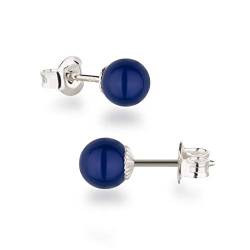 Schöner-SD Damen Ohrstecker 925 Silber mit runden Perlen Kugeln 6mm blau von Schöner Schmuck-Design