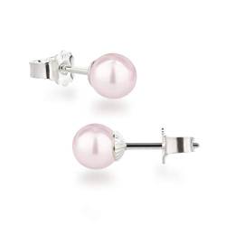 Schöner-SD Damen Ohrstecker 925 Silber mit runden Perlen Kugeln 6mm hell-rosa von Schöner Schmuck-Design