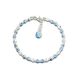 Schöner-SD Feines Armband 4mm Kristallperlen 925 Silber Aquamarin blau von Schöner Schmuck-Design