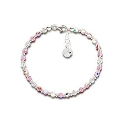 Schöner-SD Feines Armband 4mm Kristallperlen 925 Silber Light Rose rosa von Schöner Schmuck-Design