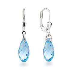Schöner-SD Ohrringe 925 Silber mit kleinen Briolett Kristallen 13mm Aquamarin blau von Schöner Schmuck-Design