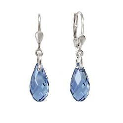 Schöner-SD Ohrringe 925 Silber mit kleinen Briolett Kristallen 13mm blau Denim Blue von Schöner Schmuck-Design