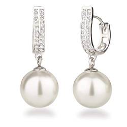 Schöner-SD Perlen Ohrringe Creolen mit großen Perlen 925 Silber Rhodium weiß von Schöner Schmuck-Design