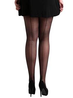 Schompi Jive Seamed Tights - Vintage Damen Strumpfhose mit Naht Schwarz/Schwarz, Größe:Einheitsgröße von Schompi