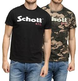 Schott Nyc Herren Ts01mclogo T-Shirt, 2er Pack, Mehrfarbig (Camokaki/Black Camokaki/Black), M von Schott NYC