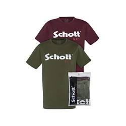 Schott Nyc Herren Ts01mclogo T-Shirt, 2er Pack, Mehrfarbig (Kaki/Bordeaux Kaki/Bordeaux), XL von Schott NYC