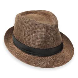 Schramm® Fedora Hut für Damen und Herren Panamahut mit Stoffband Sonnenhut in 5 Umfang 56-58cm 100% Polyester Gangster-Hut Trilby-Look, Farbe:braun von Schramm