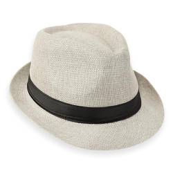 Schramm® Fedora Hut für Damen und Herren Panamahut mit Stoffband Sonnenhut in 5 Umfang 56-58cm 100% Polyester Gangster-Hut Trilby-Look, Farbe:grau von Schramm