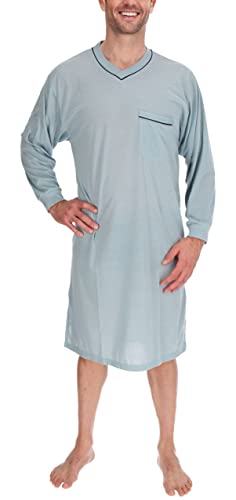 Männer Nachthemden Langer Arm Nachtkittel Nachtgewand Schlafhemd, Größe:XXL, Farbe:Mausgrau von Schuerzenfabrik