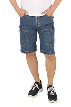 Schuerzenfabrik Jeanshose Herrenjeans kurz Jeans Shorts im 5-Pocket-Design Shorts 100% Baumwolle, Größe: L / 34, blau mit Cargotasche von Schuerzenfabrik