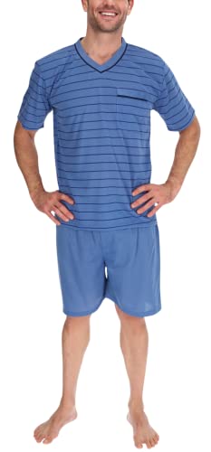 Schuerzenfabrik Pyjama Herren kurz Shirt und Hose Schlafanzug Schlafkleidung Nachtwäsche Nachtanzug, Größe:XXL, Farbe:Brillantblau von Schuerzenfabrik