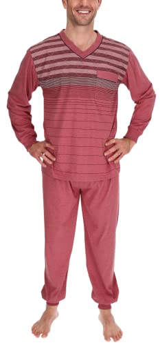 Schuerzenfabrik Pyjama Herren lang Shirt und Hose Schlafanzug Schlafkleidung Nachtwäsche Nachtanzug, Größe:XXL, Farbe:Bordeaux von Schuerzenfabrik