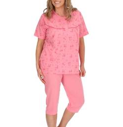 Schuerzenfabrik Pyjama Women Oberteil kurzer Arm Unterteil Knielang Baumwollmischung, Größe: XL, Farbe: Rosa von Schuerzenfabrik