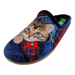 Schuhkönig ALBEROLA HAUSSCHUH/PANTOFFEL HELLE SOHLE KATZE IN JEANSTASCHE X16617A (eu_footwear_size_system, adult, women, numeric, medium, numeric_36) von Schuhkönig