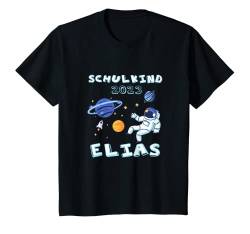 Kinder Schulkind 2023 Elias Weltraum Astronaut Planeten T-Shirt von Schulkind 2023 Weltraum Astronaut Planeten