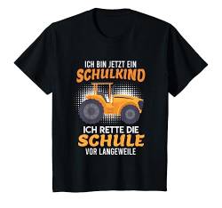 Kinder Ich bin jetzt ein Schulkind 2024 Einschulung Traktor Jungen T-Shirt von Schulkind 2024 Einschulung Geschenk T-Shirts