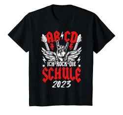 Kinder ABCD Ich Rock Die Schule 2023 Einschulung Schulkind Rocker T-Shirt von Schulkind Einschulung Designs & Geschenkideen