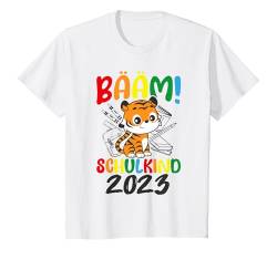Kinder Bääm Schulkind 2023 Tiger Schule Einschulung Erstklässler T-Shirt von Schulkind Einschulung Designs & Geschenkideen