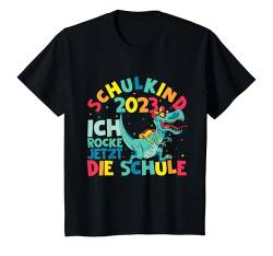 Kinder Schulkind 2023 Ich Rocke Jetzt Die Schule - Dino Schulkind T-Shirt von Schulkind Einschulung Geschenkideen & Designs