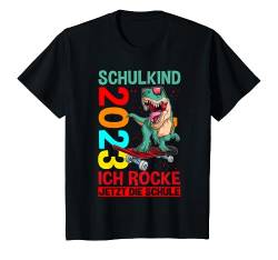 Kinder Schulkind 2023 Ich Rocke Jetzt Die Schule - Dino Schulkind T-Shirt von Schulkind Einschulung Geschenkideen & Designs