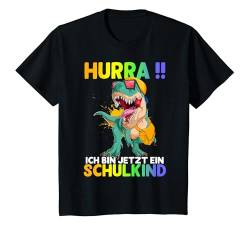 Kinder Hurra ich bin ein Schulkind 2024 Dino Einschulung 1. Klasse T-Shirt von Schulkind junge Erstklässler Kindergarten Abschied