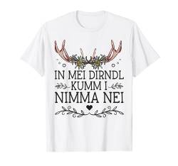 In mei Dirndl kumm i nimma nei - Bayerische Baby Ankündigung T-Shirt von Schwangerschaft Ankündigungs Shirts auf Bayrisch