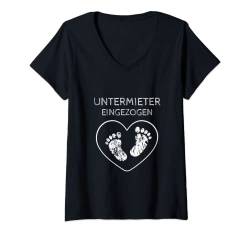 Damen Lustiger Spruch für werdende Mütter Mama Babybauch Baby Füße T-Shirt mit V-Ausschnitt von Schwangerschaft Geburt Neugeborenes Geschenkidee