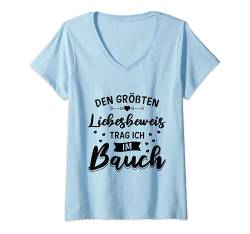 Damen Schwangerschaft Den Größten Liebesbeweis Trag Ich Im Bauch T-Shirt mit V-Ausschnitt von Schwangerschaft Geschenk Für Werdende Mutter Baby