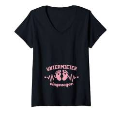 Damen Lustiges werdende Mama Baby Untermieter eingezogen Schwanger T-Shirt mit V-Ausschnitt von Schwangerschaft Geschenk & es wird Junge Mädchen