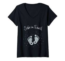 Damen Babybauch Schwangere Mama Mutter Babyparty Baby Geschenk T-Shirt mit V-Ausschnitt von Schwangerschaft Schwanger Mama Mutter Geschenkidee