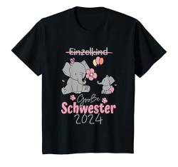 Kinder Große Schwester 2024 Elefanten Baby Verkündung T-Shirt von Schwangerschaft Verkünden Geschenk Geburt