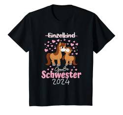 Kinder Große Schwester 2024 Pferd Baby Verkündung T-Shirt von Schwangerschaft Verkünden Geschenk Geburt