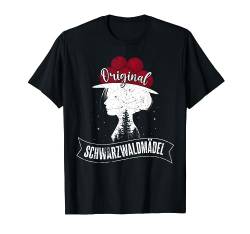 Original Schwarzwaldmädel Schwarzwälderin Bollenhut Bild T-Shirt von Schwarzwald Mädchen Bollenhut Tracht Wollrosen