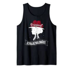 Original Schwarzwaldmädel Schwarzwälderin Bollenhut Bild Tank Top von Schwarzwald Mädchen Bollenhut Tracht Wollrosen