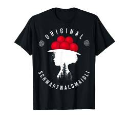 Original Schwarzwaldmädel Schwarzwaldmaidli Bollenhut Bild T-Shirt von Schwarzwald Mädchen Bollenhut Tracht Wollrosen