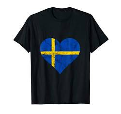 Schweden Herz Schwedischer Stolz Schwede Liebe Sverige T-Shirt von Schwedische Flagge Norden Skandinavien Geschenke