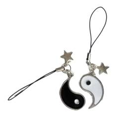 Scnvsi 2 Stück einzigartiges Yin-Yang-Symbol Handy-Lanyard, multifunktionaler Stern-Anhänger, Handy-Gurt, handgefertigt, für Paare, Schlüsselanhänger, Dekoration von Scnvsi