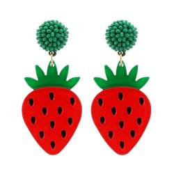 Scnvsi Auffällige Frucht-Ohrringe für süße, simulierte Frucht-Ohrringe, stilvolle baumelnde Ohrringe, Damen-Accessoires von Scnvsi