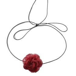 Scnvsi Einzigartige handgefertigte florale Halsband-Halskette mit Stoffkragen im Blumenstil für Frauen und Mädchen von Scnvsi