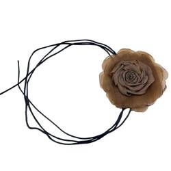 Scnvsi Elegante Rosen-Halskette, Accessoire, Vintage-Rosen-Halskette, modische Stoff-Rosen-Halskette für Trendsetter von Scnvsi