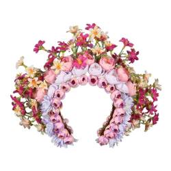 Scnvsi Elegantes Blumenkronen-Stirnband, bunte Blumen-Kopfbedeckung, zartes Blumen-Haar-Accessoire, Kopfbedeckung für Fotoshootings von Scnvsi