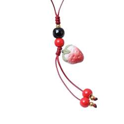 Scnvsi Erdbeer-Handy-Armband, Keramik-Frucht-Anhänger-Charm für Frauen, handgefertigter Perlen-Schlüsselanhänger, Schmuck, modischer Schlüsselanhänger von Scnvsi